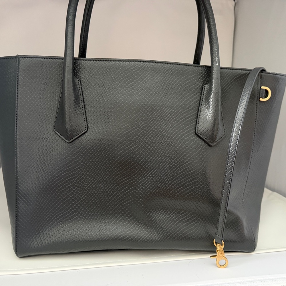 Dagne Dover Signature Legend Tote Steel Grey Python Textured Tote *Discontinued*